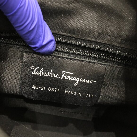 【10MK】Ferragamo Gancini Black Shoulder Bag sku# 85565 (gently used) - Picture 10 of 11